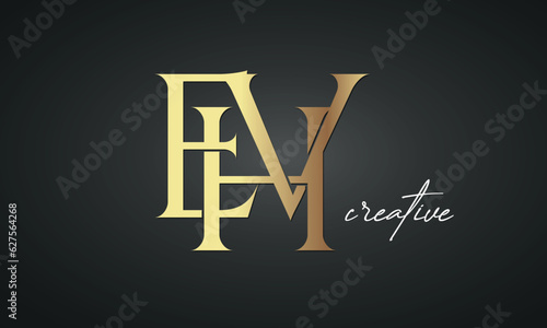 luxury letters EHV golden logo icon premium monogram, creative royal logo design photo