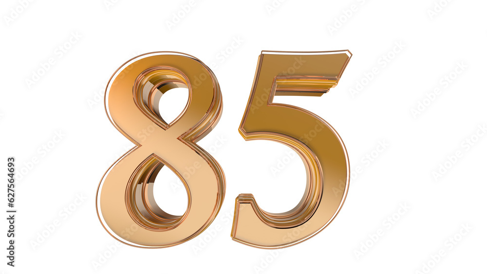 Obraz premium Gold glossy 3d number 85