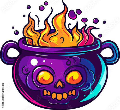 Cauldron witches potion for halloween, illustration Generative AI