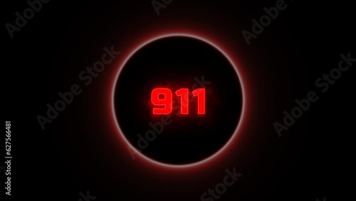 Calling Emergency Services, Glowing neon line Telephone with emergency call 911 icon isolated on black background. Police, ambulance, fire department, call, phone. 4K Video motion graphic