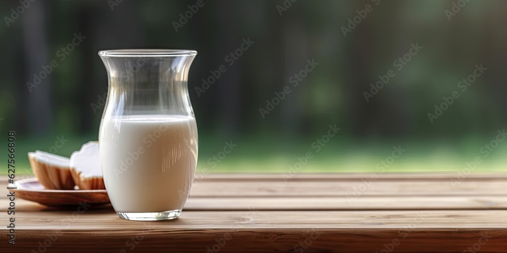 Fresh and organic milk in glass on rustic wooden table on dark background for your product showcase with copy space Fresh and organic milk in glass on rustic wooden table on dark background for your product showcase with copy space