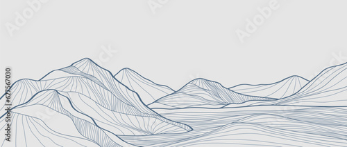 Hand drawn Mountain line arts illustration. Abstract mountain contemporary aesthetic backgrounds landscapes. use for print art, poster, cover, banner photo