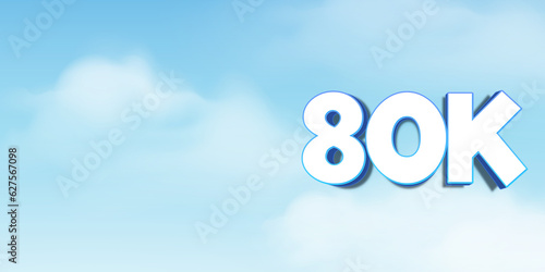 3d style banner 80k followers thank you icon trendy style symbols isolated on background