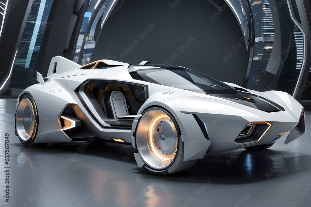 Futuristic car 3d Illustrator AI Generate