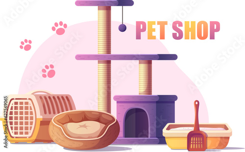 Pet Shop Cartoon Illustration