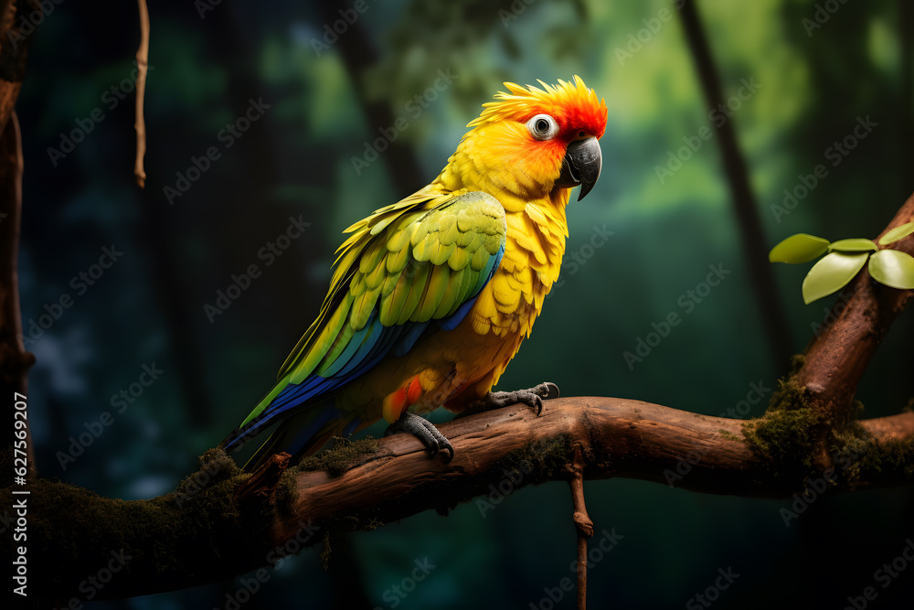 A parrot sitting on a branch