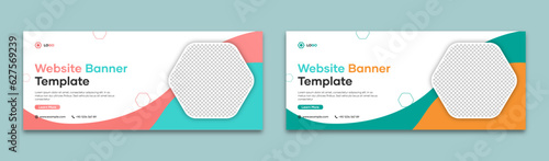 Abstract web banner design template. Professional business advertising banner template. Horizontal website banner template for brand promotion. Elegant design with cool color..
