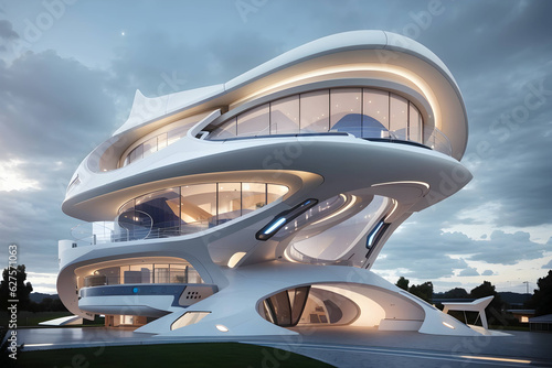 Futuristic Home or House 3d illustrations AI Generate © MR Production 360