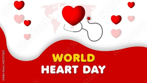 World Heart Day text animation or cardiology awareness day