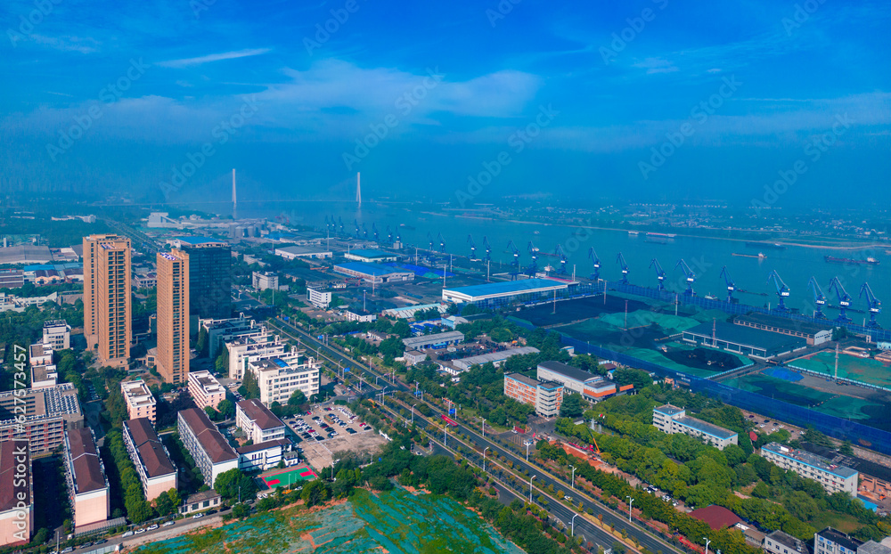 Fototapeta premium Xinshengwei Foreign Trade Port Area, Port of Nanjing, Jiangsu Province, China