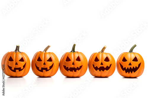 Many Halloween Pumpkins in white background. © Anoo