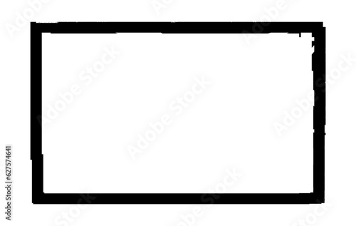 Ink rectangle stamp. Grunge empty black frame. Square border. Rubber stamp imprint. Vector illustration isolated on white background