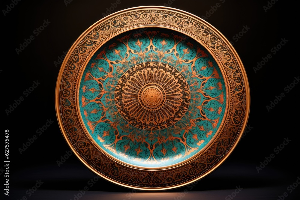 Fototapeta premium Chinaware plate with mandala pattern.
