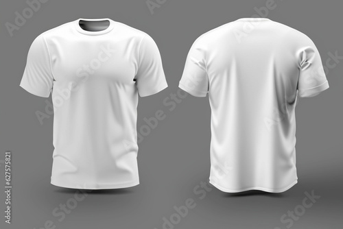 3D Rendering White Men's T-Shirt Mockup Set with Sports Shirt Design, Front and Side View - Adobe Stock, stock images 
