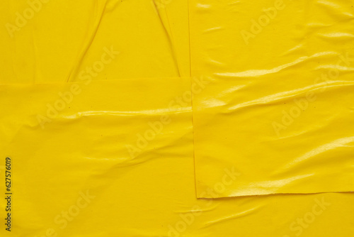 Photo Blank yellow crumpled and creased paper poster texture background