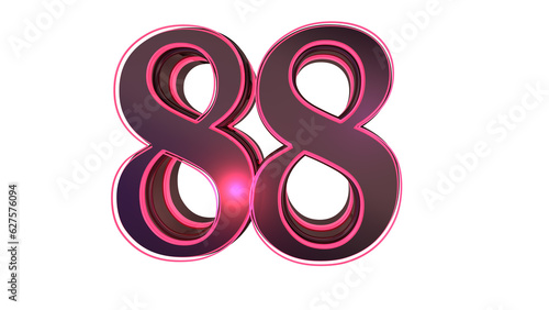 Black pink design 3d number 88