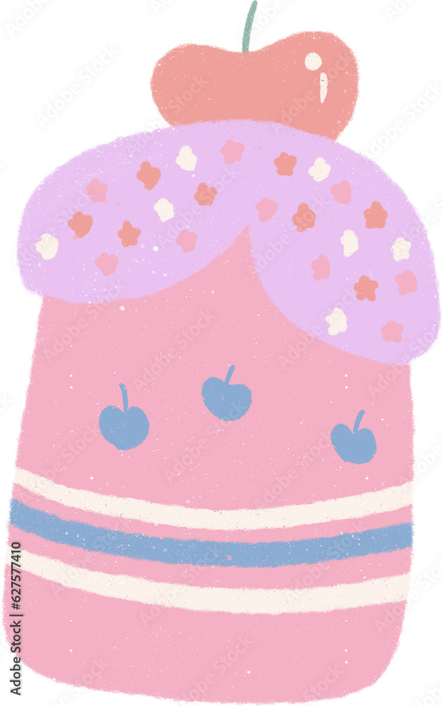 Pastel dessert hand drawn illustration with grainy textured