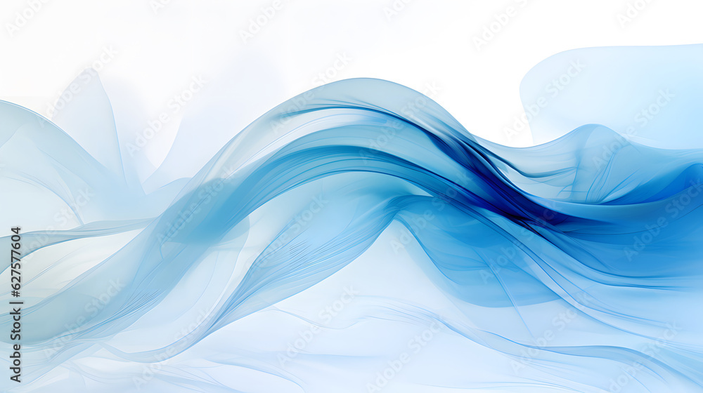 Wavy Abstract Background in Blue and White - Generative AI Wavy Abstract Background in Blue and White - Generative AI