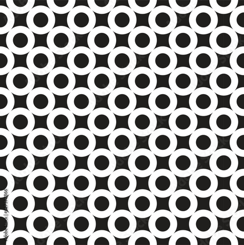 Vector simple geometric black circle seamless pattern