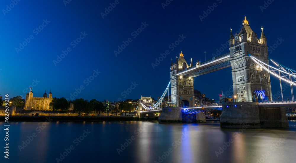 tower bridge at night from the shore