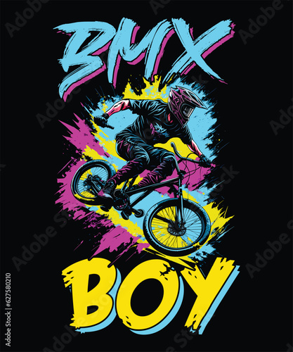 BMX Bike T-Shirt Design Vector Template
