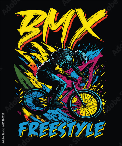 BMX Bike T-Shirt Design Vector Template

