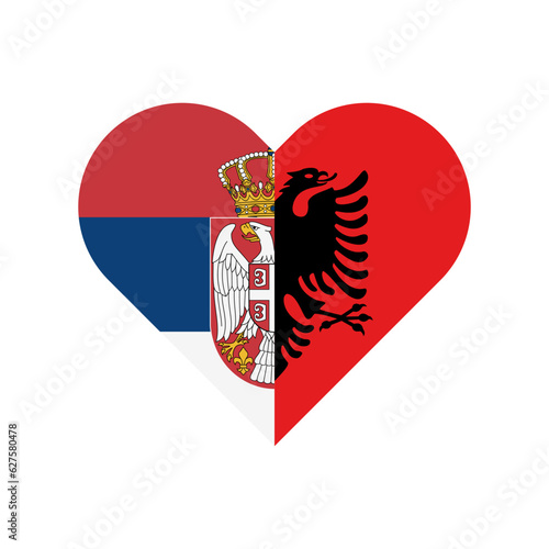 unity concept. heart shape icon of serbia and albania flags. vector illustration isolated on white background