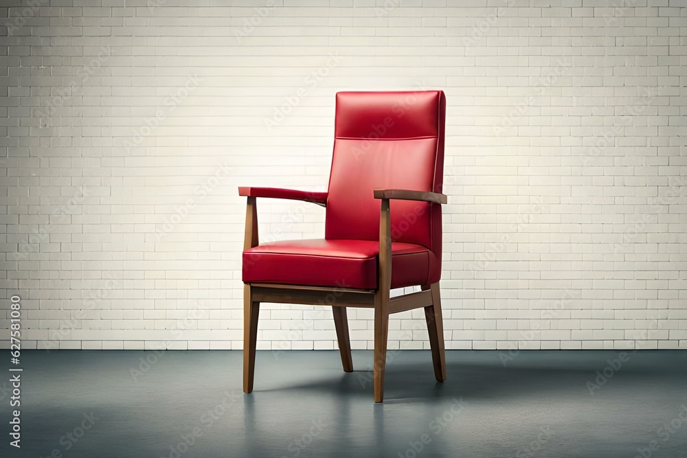 Obraz premium red chair in with white background generated by AI tool 