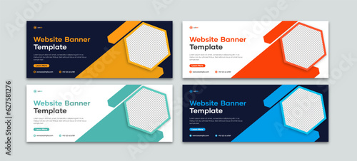 Business web banner design template. Set of editable advertising banner designs. Horizontal website banner template to business promotion. Modern minimalistic design. Suitable for banner ads