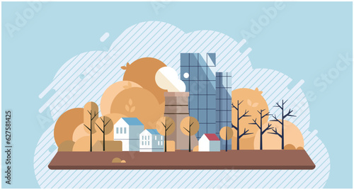 Planet Earth in smoke, plastic, garbage. Toxic air pollution. Greenhouse effect of CO2. Earth with reasons of destroying. Saving the planet, World Environment Day. Ecological catastrophy. Save Earth