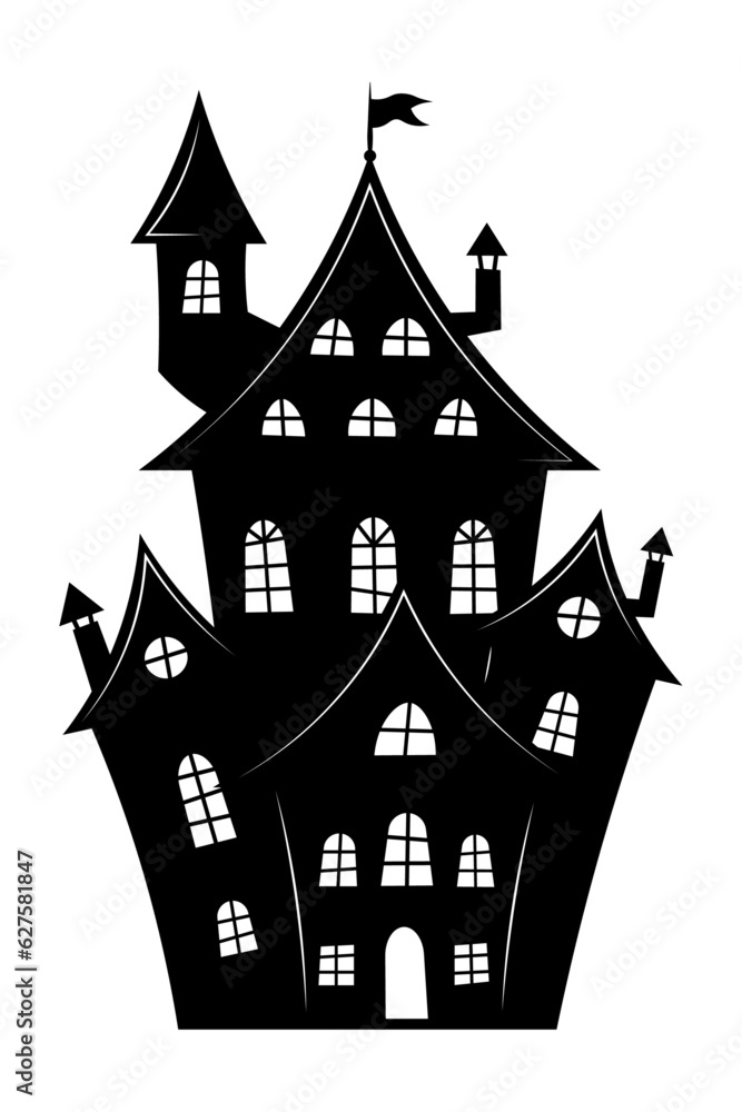 Black house silhouette for Halloween