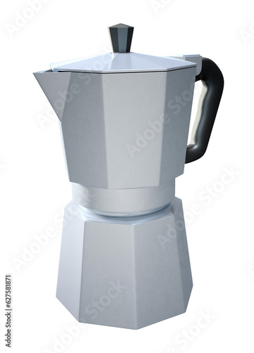Fotografie italian coffee percolator isolated on transparent background