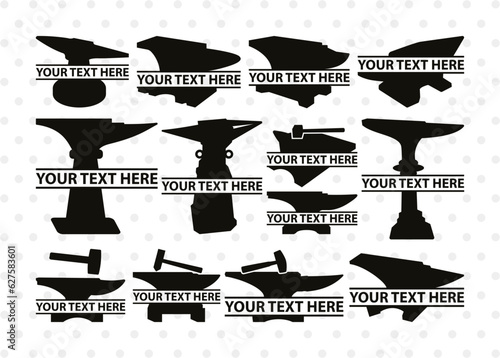 Anvil Split Monogram, Anvil Silhouette, Anvil and Hammer Silhouette, Blacksmith Svg, Workshop Svg, Anvil Bundle, SB00060
