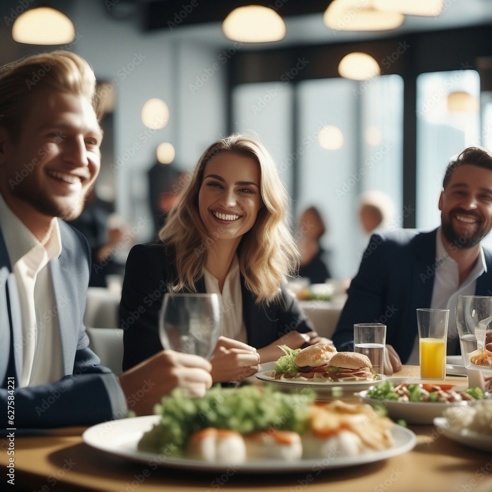 Corporate people enjoying a nice summer meal Corporate people enjoying a nice summer meal