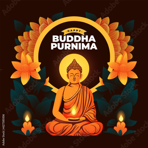 Happy Buddha Purnima social media post design template photo