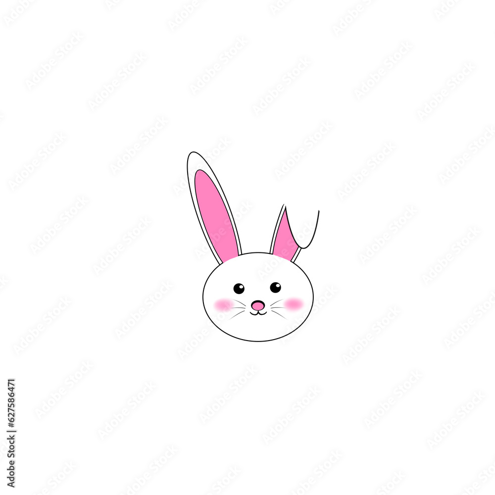 Fototapeta premium Cartoon white bunny ears folded in half