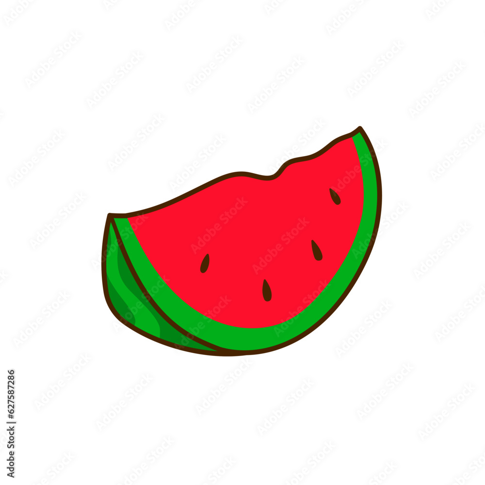 Hand-drawn watermelon on a transparent background. Isolated vector illustration of slice watermelon Hand-drawn watermelon on a transparent background. Isolated vector illustration of slice watermelon