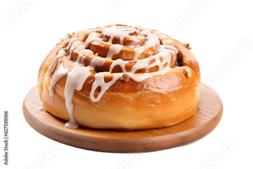 Isolated on Transparent Background Cinnamon Roll. Generative AI