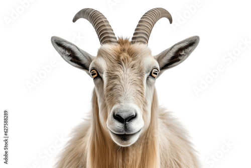 Close-Up of Mountain Goat Isolated on Transparent Background. Generative AI