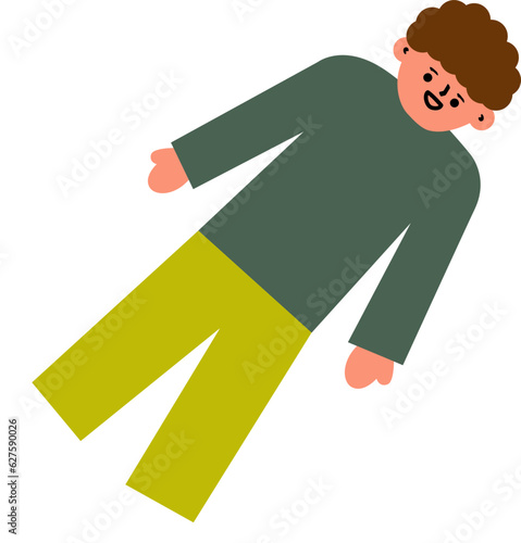 boy is laying on the ground