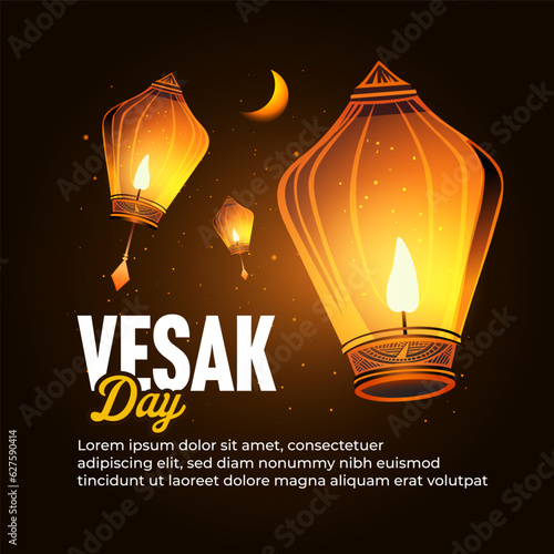Vesak day illustration for social media post design template