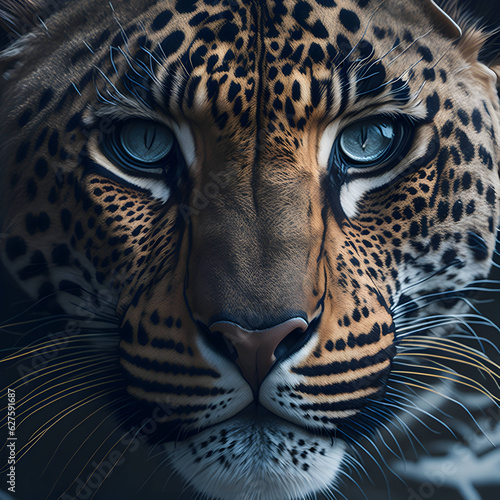 close up of a leopard face, generative AI