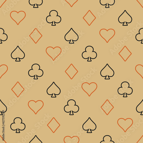 Wallpaper Mural Symbols of Suits Card Seamless Pattern Background. Gambling hand drawn. Torontodigital.ca