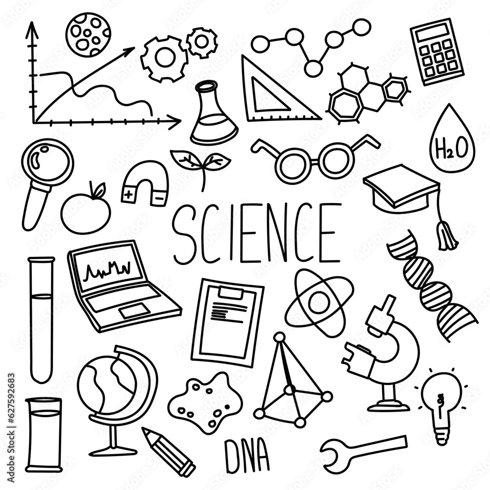 Science doodle illustration. Vector. Can be used for educational ...