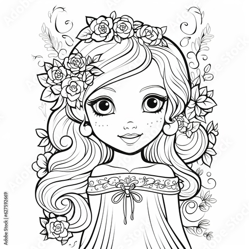 coloring page for kids, simple, white background