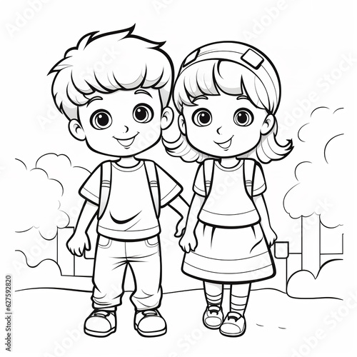 coloring page for kids, simple, white background