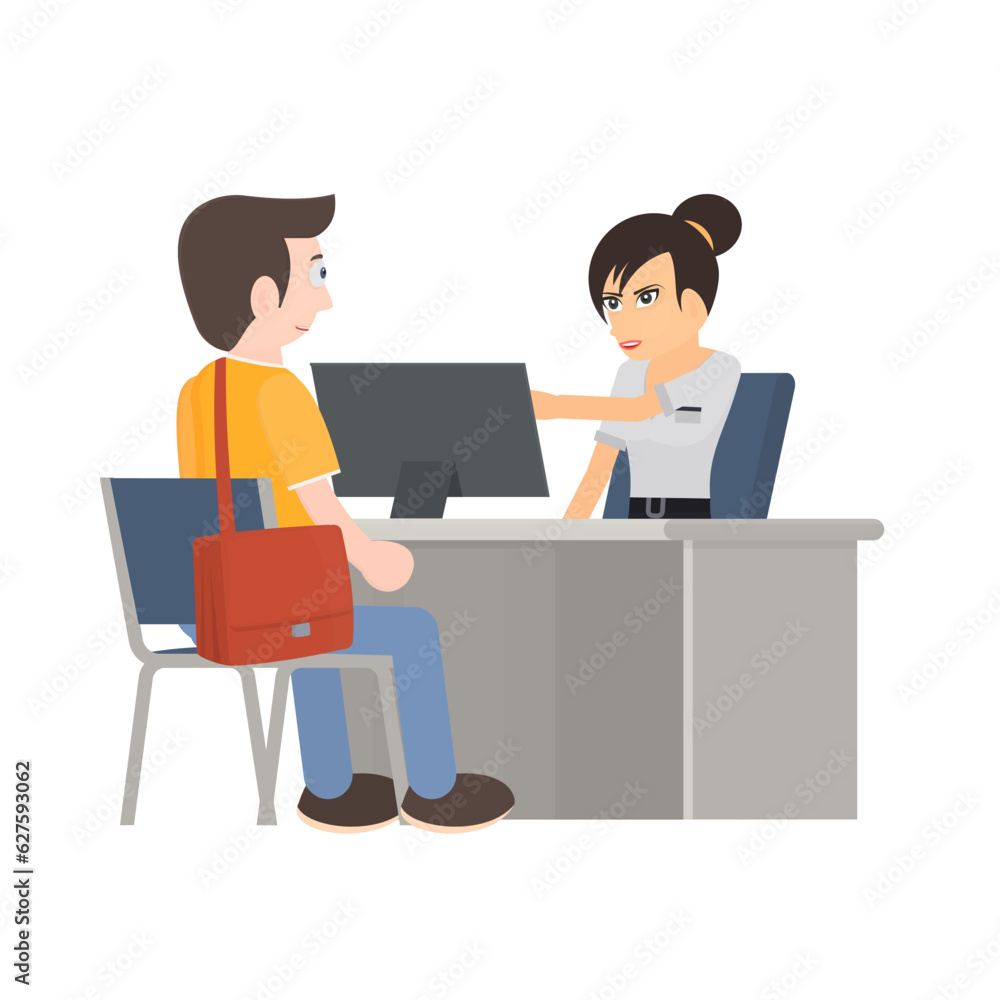 Operator advises the client. Consultant manager, vector illustration