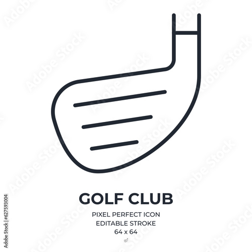 Golf club editable stroke outline icon isolated on white background flat vector illustration. Pixel perfect. 64 x 64.