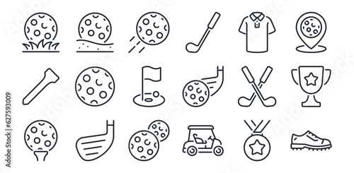 Golf editable stroke outline icon isolated on white background flat vector illustration. Pixel perfect. 64 x 64.