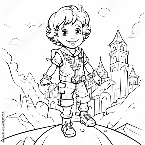 coloring page for kids, simple, white background